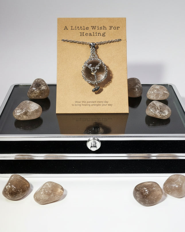 Natural Crystal Heart Cage Pendant - Choose Your Healing Stone Necklace