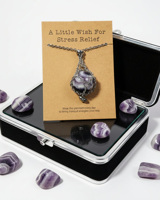 Natural Crystal Heart Cage Pendant - Choose Your Healing Stone Necklace