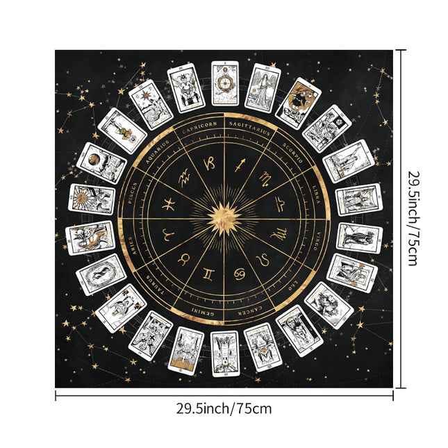 Sacred Tarot Tablecloth - Mandala & Moon Phase Divination Cloth