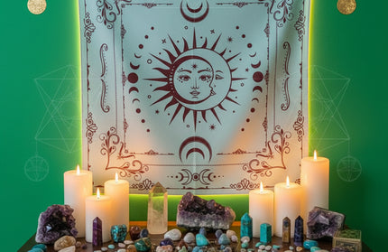Sacred Tarot Tablecloth - Mandala & Moon Phase Divination Cloth