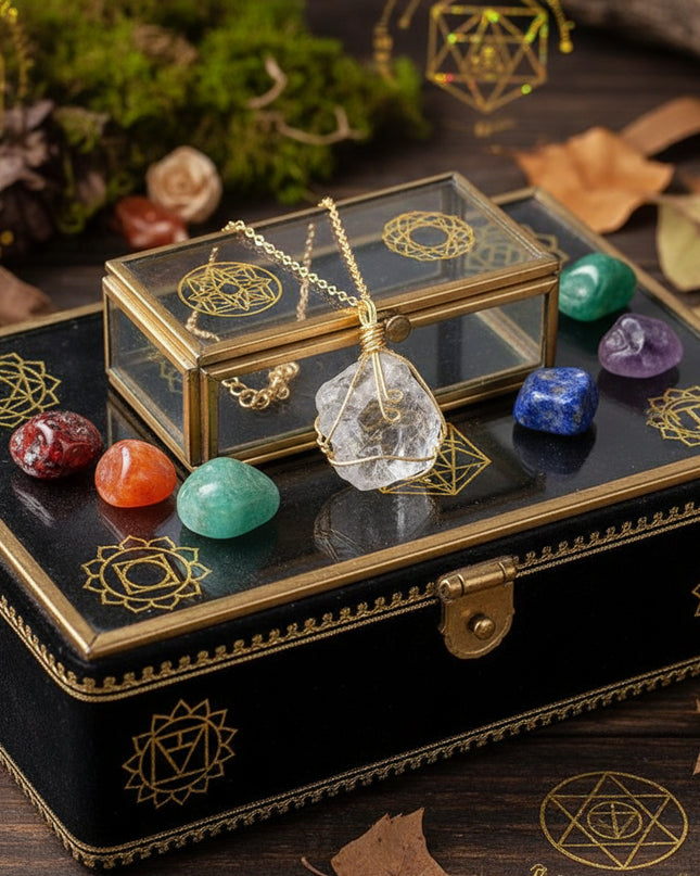 Natural Gemstone Necklace: Chakra Stone Pendant Energy Healing Crystal