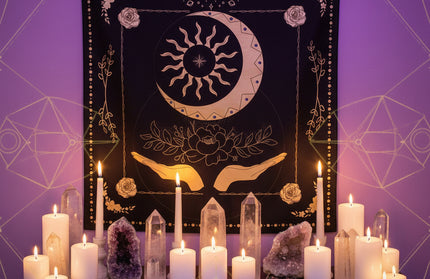 Sacred Tarot Tablecloth - Mandala & Moon Phase Divination Cloth