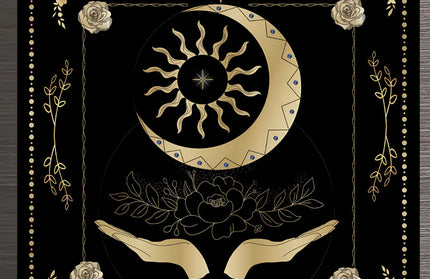 Sacred Tarot Tablecloth - Mandala & Moon Phase Divination Cloth