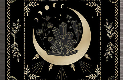 Sacred Tarot Tablecloth - Mandala & Moon Phase Divination Cloth