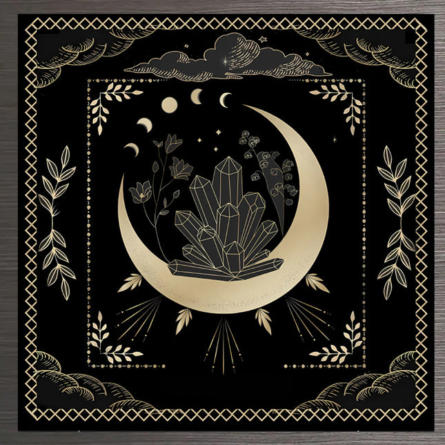 Sacred Tarot Tablecloth - Mandala & Moon Phase Divination Cloth