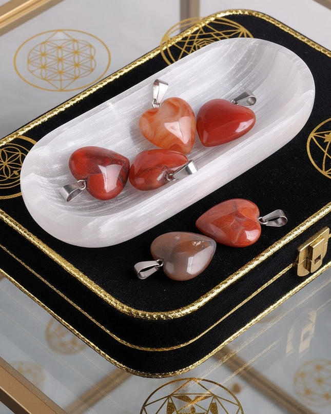 Red Agate Pendulum Pendant - Heart or Hexagonal Column Divination Tool