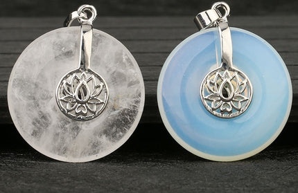 Natural Crystal Lotus Pendant Crystal Necklace
