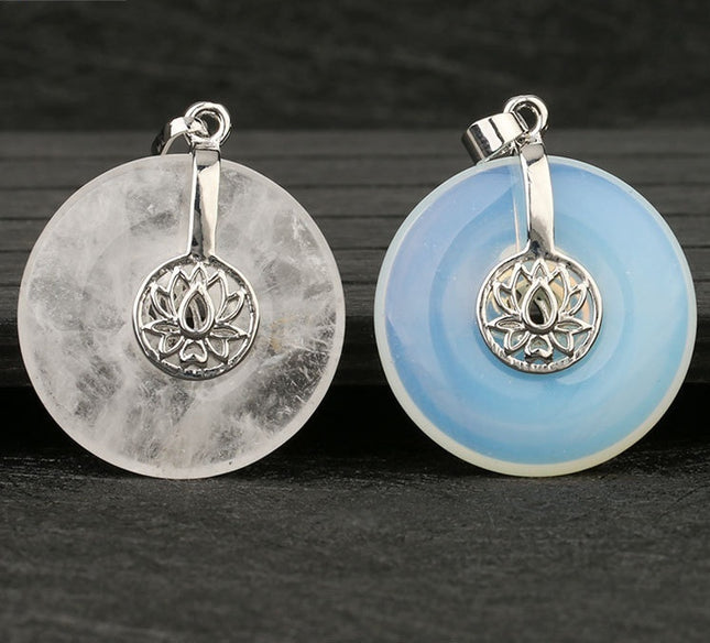 Natural Crystal Lotus Pendant Crystal Necklace