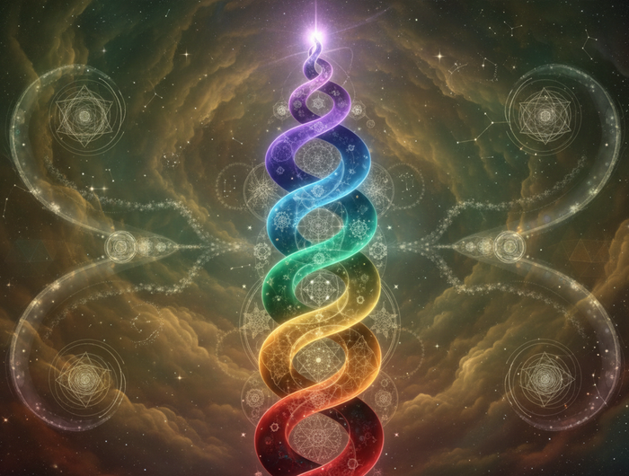 Chakra Energy Spirals with Celestial Geometry