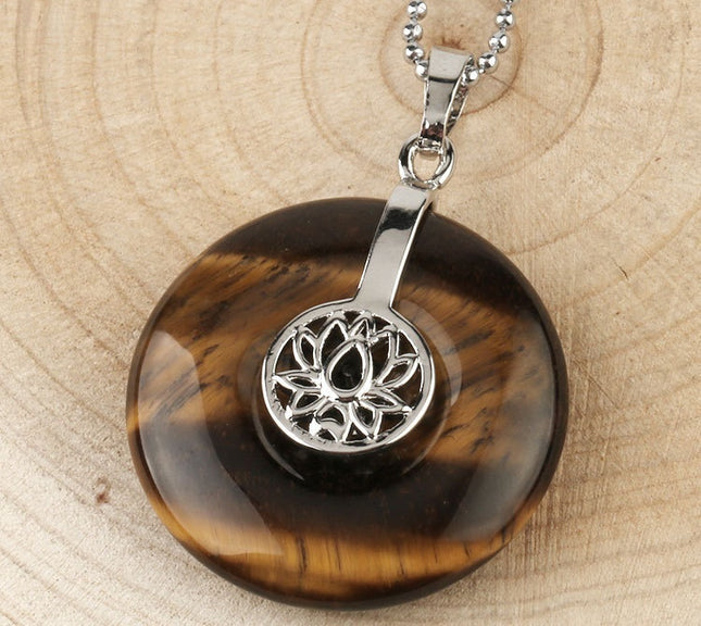 Natural Crystal Lotus Pendant Crystal Necklace