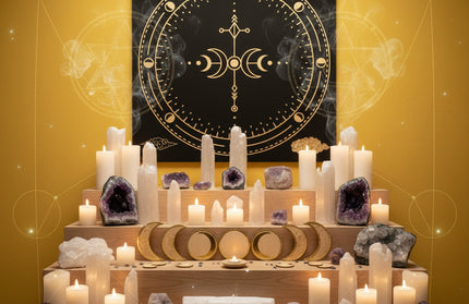 Sacred Tarot Tablecloth - Mandala & Moon Phase Divination Cloth
