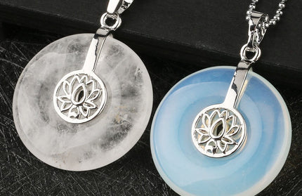 Natural Crystal Lotus Pendant Crystal Necklace
