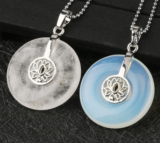 Natural Crystal Lotus Pendant Crystal Necklace