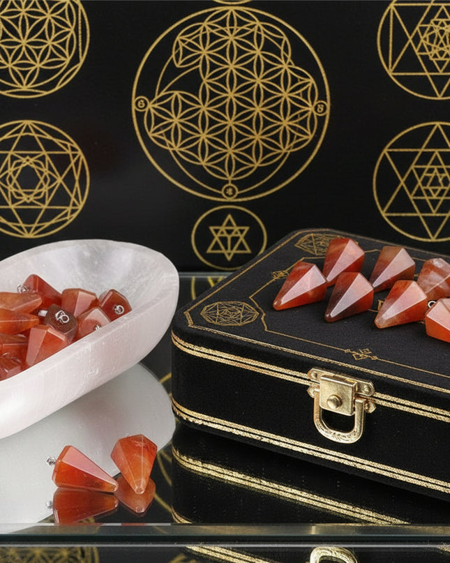Red Agate Pendulum Pendant - Heart or Hexagonal Column Divination Tool