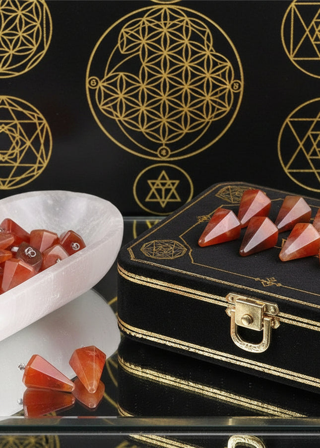 Red Agate Pendulum Pendant - Heart or Hexagonal Column Divination Tool