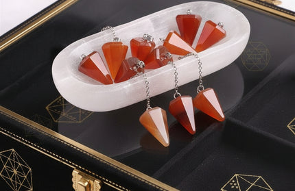 Red Agate Pendulum Pendant - Heart or Hexagonal Column Divination Tool