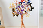 White crystal + colorful crystal gravel / 4cm pyramid flower tree