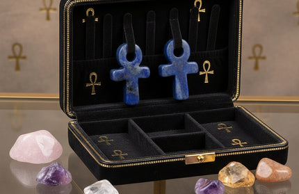 Crystal Agate Ankh Pendant - Egyptian Key of Life Symbol Necklace