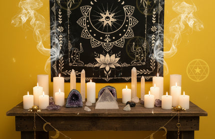 Sacred Tarot Tablecloth - Mandala & Moon Phase Divination Cloth
