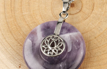 Natural Crystal Lotus Pendant Crystal Necklace