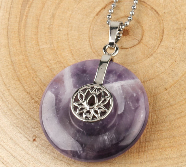 Natural Crystal Lotus Pendant Crystal Necklace