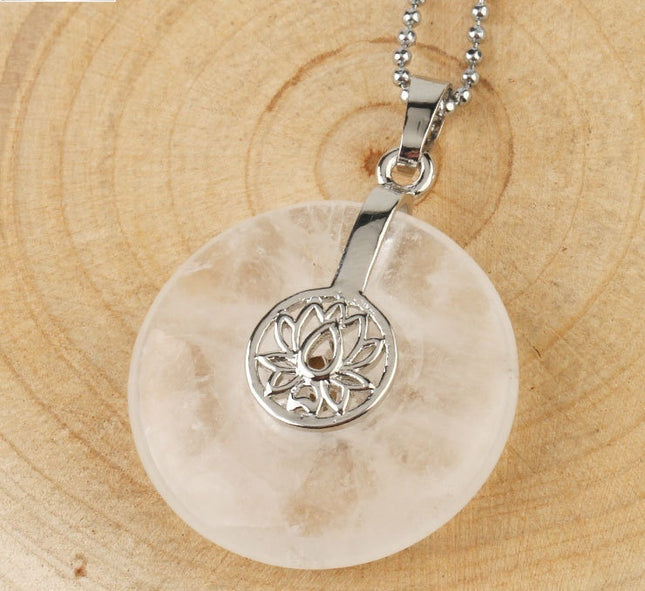 Natural Crystal Lotus Pendant Crystal Necklace
