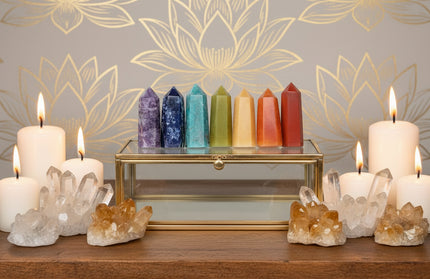 Seven Chakra Crystal Set - Natural Hexagonal Prism Stones in Gift Box