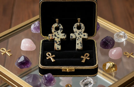 Crystal Agate Ankh Pendant - Egyptian Key of Life Symbol Necklace