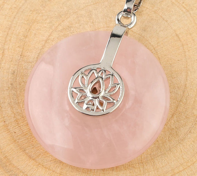 Natural Crystal Lotus Pendant Crystal Necklace