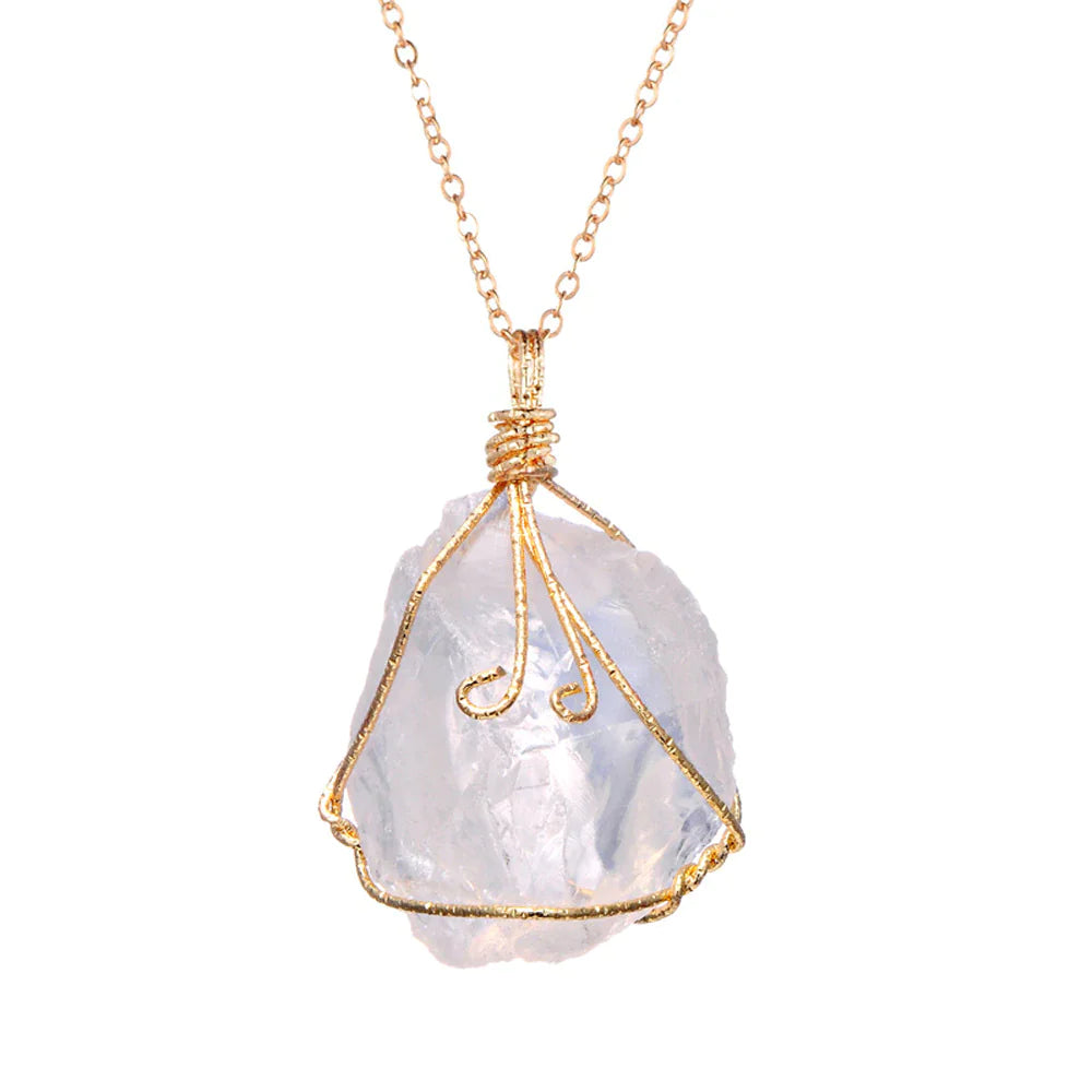 Natural Gemstone Necklace: Chakra Stone Pendant Energy Healing Crystal