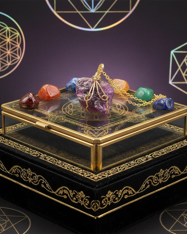 Natural Gemstone Necklace: Chakra Stone Pendant Energy Healing Crystal