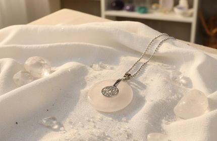 Natural Crystal Lotus Pendant Necklace – Clear Quartz, Amethyst, Rose Quartz, Tiger Eye & More | Healing Jewelry for Meditation & Spiritual Alignment