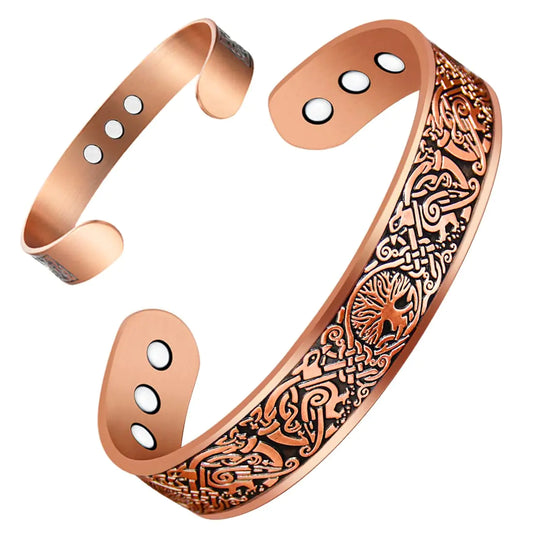 Magnetic Copper 9X Ultra Strength Magnets Bracelet with Tree of Life Pattern 99.9% Solid Pure Copper