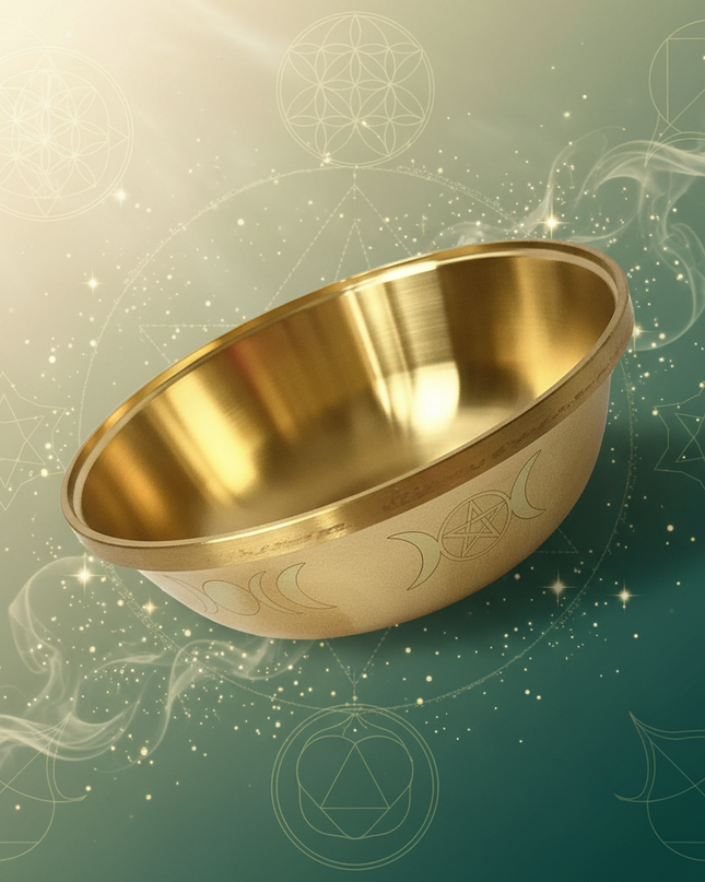 Pure Copper Altar Bowl - three-quarter angle view