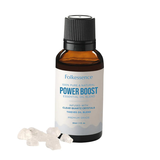 Thieves Oil Essential Oil 100% Pure & Natural 1 Fl. Oz. Oil Blends for Diffuser Aromatherapy with Clear Quartz Crystal (Power Boost)